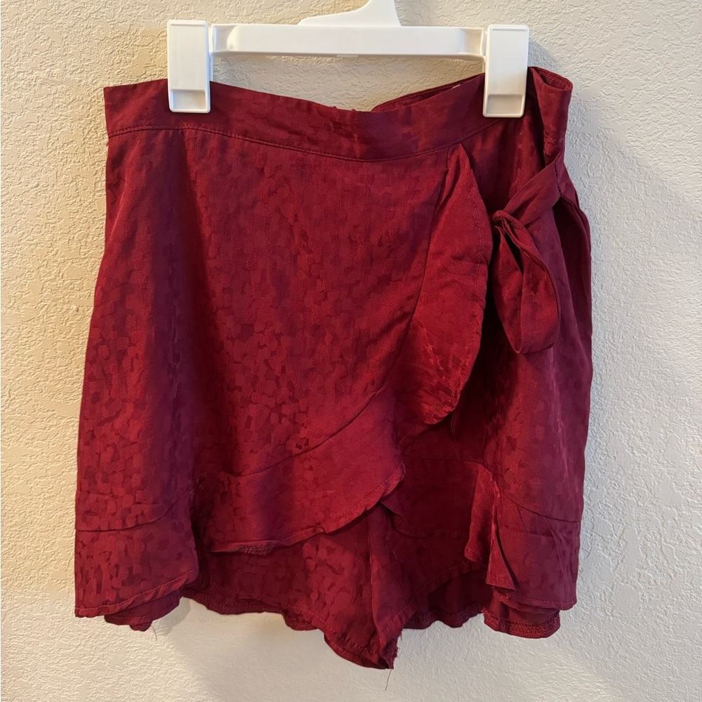 Lizard Thicket Red Satin Skirt with shorts